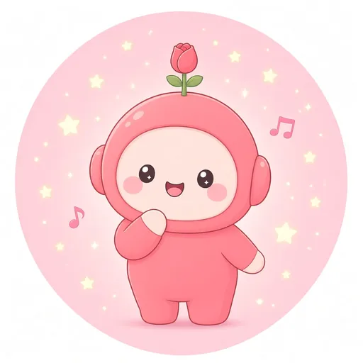 Rohzie in a soft rose-red SoulSuit with a little rosebud antenna.